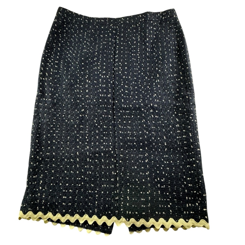 J. Crew Classic Pencil Skirt Size 10 Tall Navy Tweed‎ Work Career